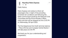 Pluies torrentielles : Metro Express stoppe ses services à 14h45.