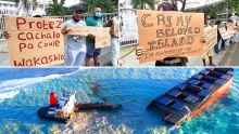 Wakashio : Manifestation contre le sabordage de la partie avant du navire 