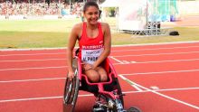 [Images] JIOI - Athlétisme (Handisport) : Noémie Alphonse assure lors de la course du 1 500 m en fauteuil et termine en tête
