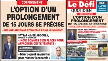 Voici la Une du Defi Quotidien de ce vendredi 01 mai 2020