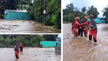 [En images] Conteneur emporté par la montée des eaux à Sainte-Croix, un homme sauvé de justesse