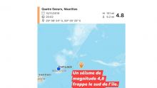 Un séisme de magnitude 4,8 enregistré à plus de 210 km au large de Maurice