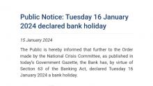 Ce mardi 16 janvier décrété Bank Holiday par la BoM