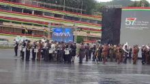 La Mauritius Police Band brille sous la pluie au Champ-de-Mars