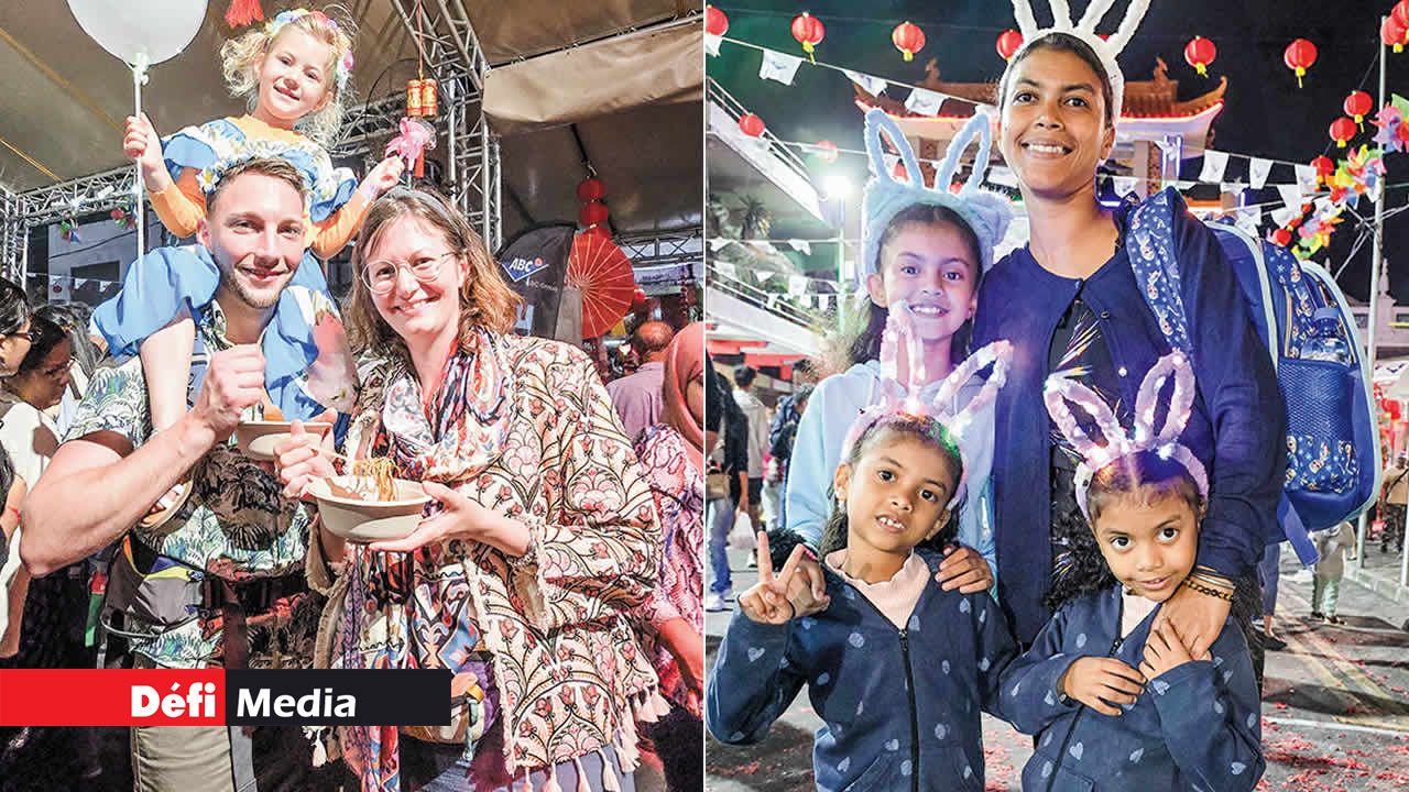 Le couple belge Julien et Maude, accompagné de sa fille Meryl. Annlyse Ah Young Mungroosing et ses trois filles sont des habituées du festival.