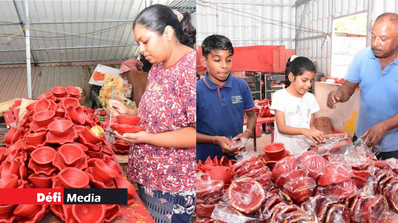 Certaines personnes aiment les « diyas » traditionnelles, tandis que d’autres préfèrent celles qui ont un côté « bling-bling ». Chez Sunshine Pottery, petits et grands mettent la main à la pâte.