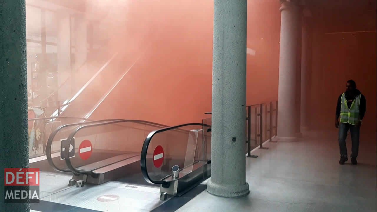 De la fumée dans le centre commercial de So’flo. Simulation d’incendie