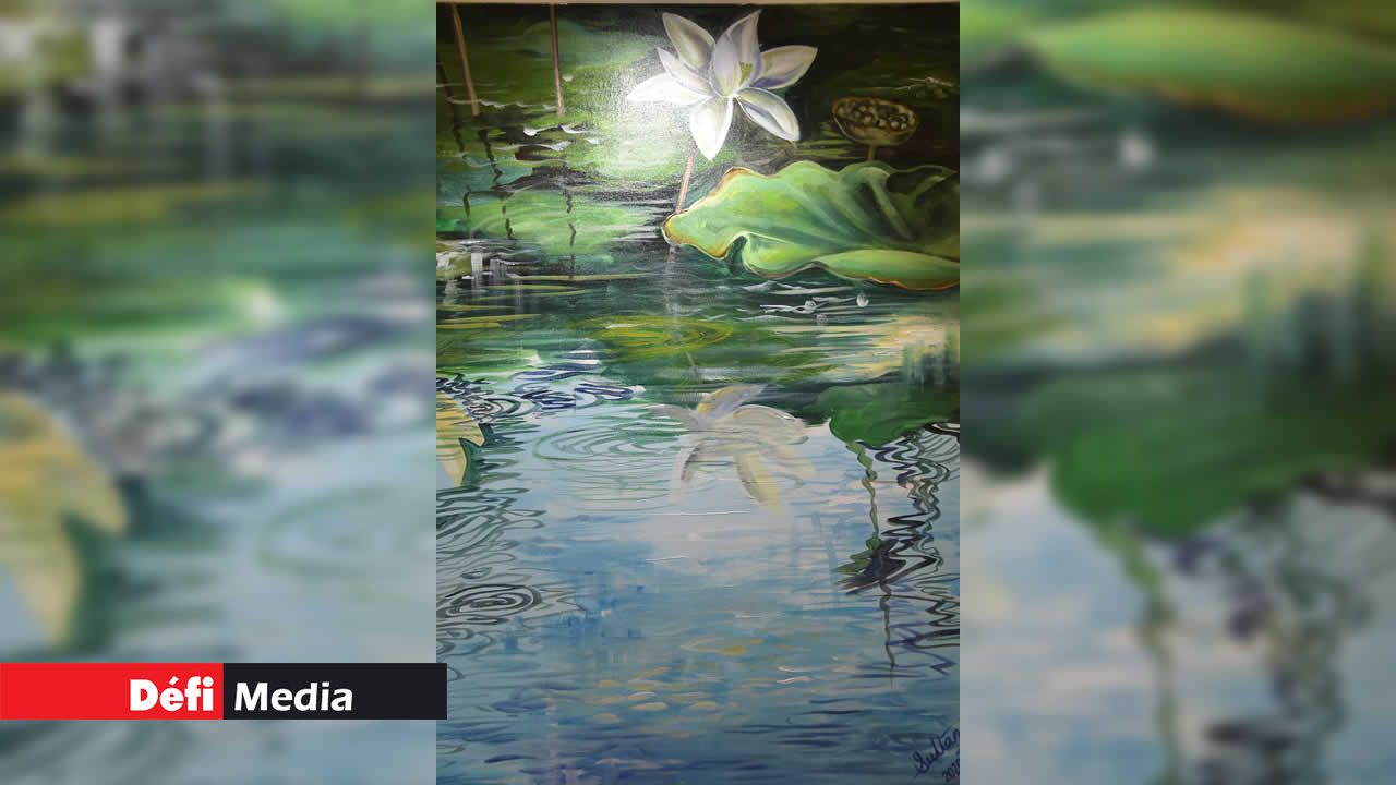 Peinture de Sultana Haukim, inspirée du Jardin de Pamplemousses MOTHERLAND