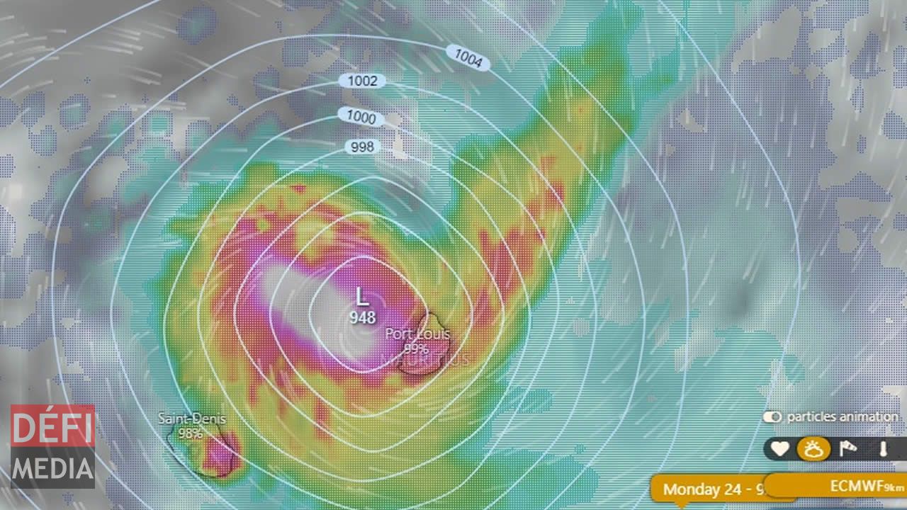 Cilida pourrait passer sur Maurice dans la nuit du 24 au 25 décembre. (Source : Windy.com)