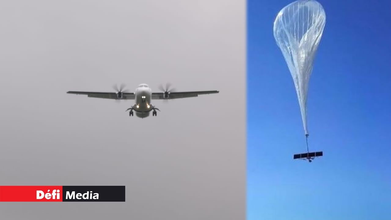 Photomontage. L’appareil d’Air Mauritius a dû retourner à l’aéroport de Plaisance en toute urgence. C’est un ballon-sonde de Google qui a forcé l’appareil à rebrousser chemin