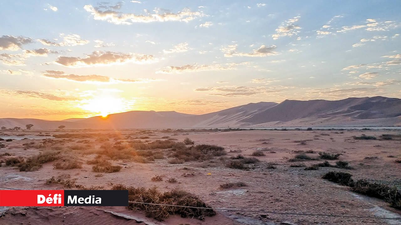 Admirez le lever du soleil dans le désert du Namib, le plus ancien désert du monde.