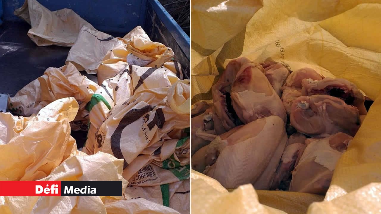 Le poulet était dans des sacs en raphia