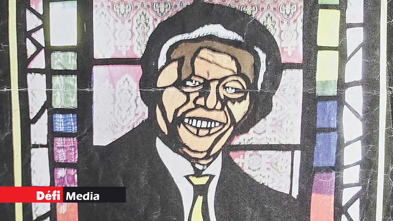 Nelson Mandela en portrait vitraux avec du papier mousseline.