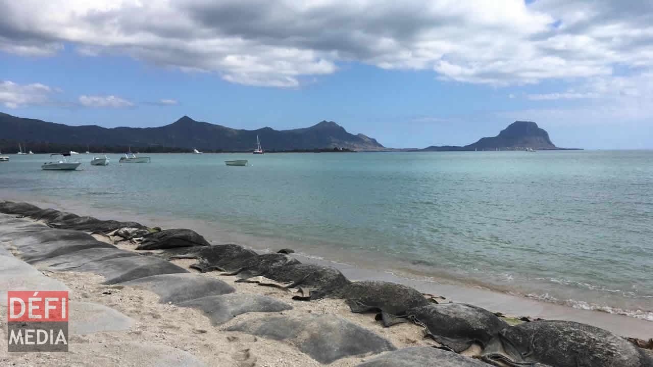 Le beau lagon de La Preneuse n’est plus ce qu’il était, des sacs protègent le sable. plages