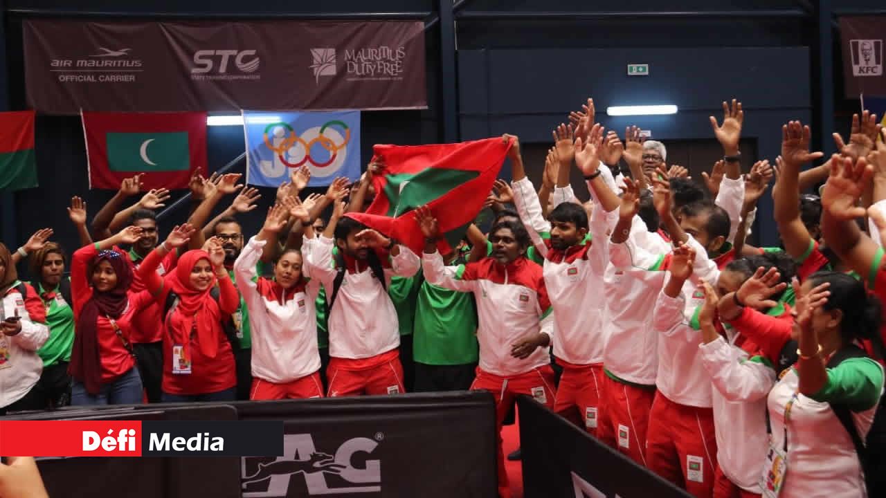 Les athlètes du pays hôte des prochains Jeux des îles de l’océan Indien laissent éclater leur joie. 10es jeux des îles de l’océan indien
