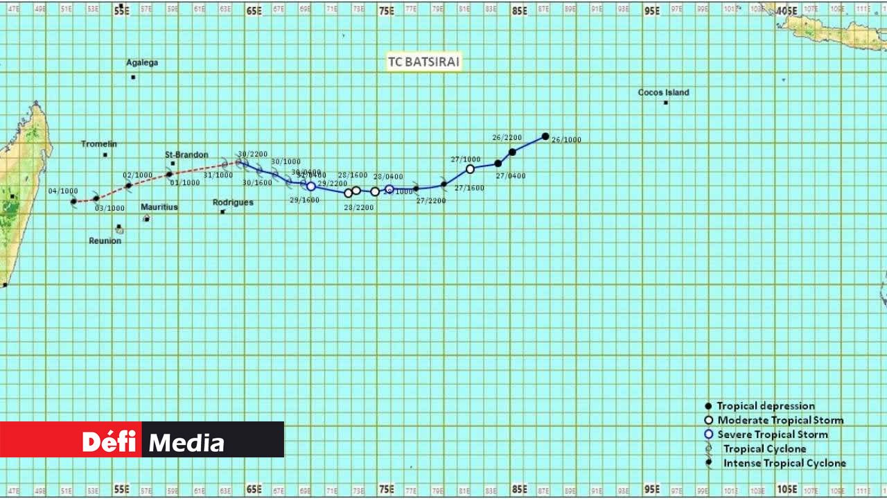 Météo : le cyclone Batsirai à 850 km de Maurice