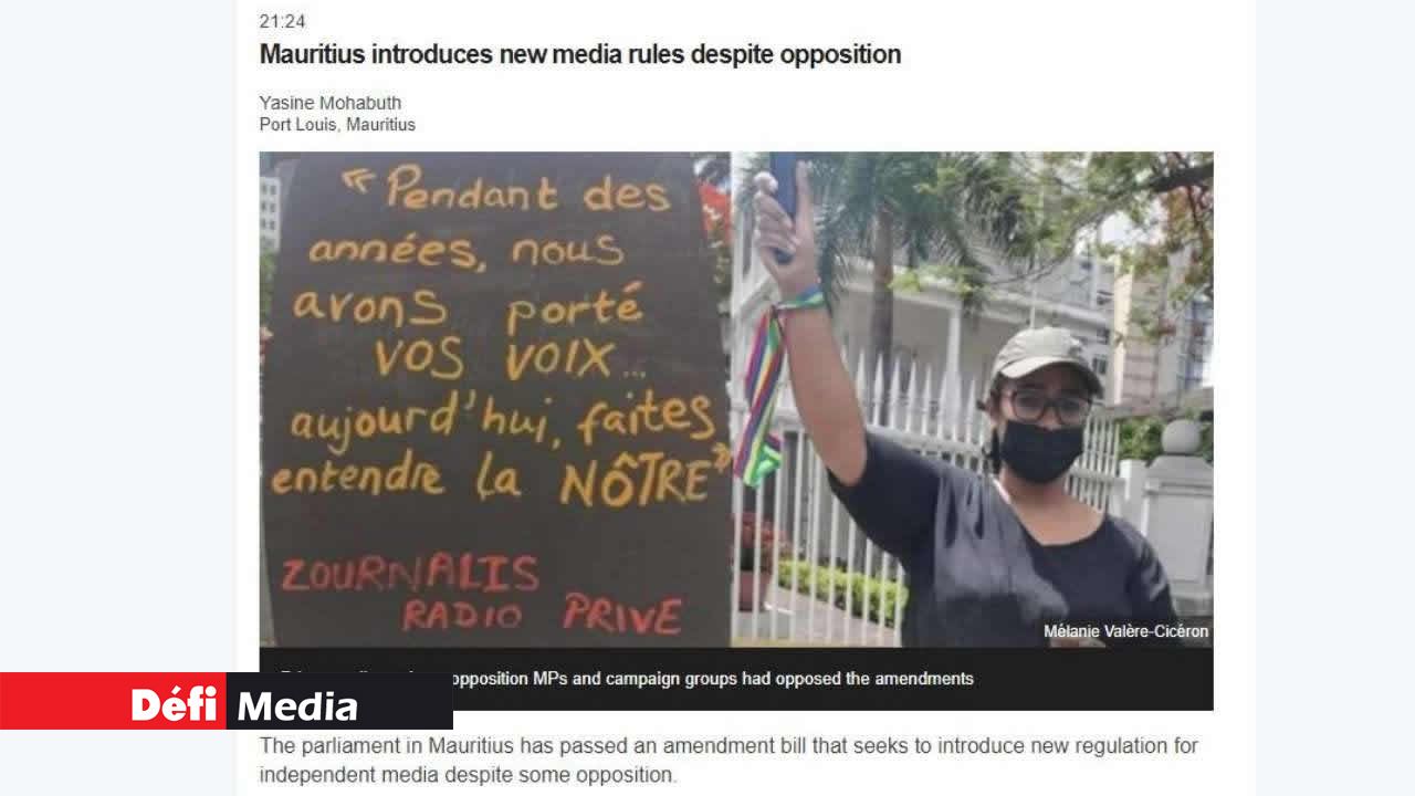 «Mauritius introduces new media rules despite opposition», titre BBC