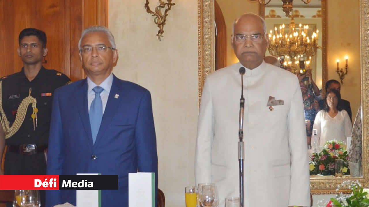 Le Premier ministre Pravind Jugnauth et le Président indien Ram Nath Kovind