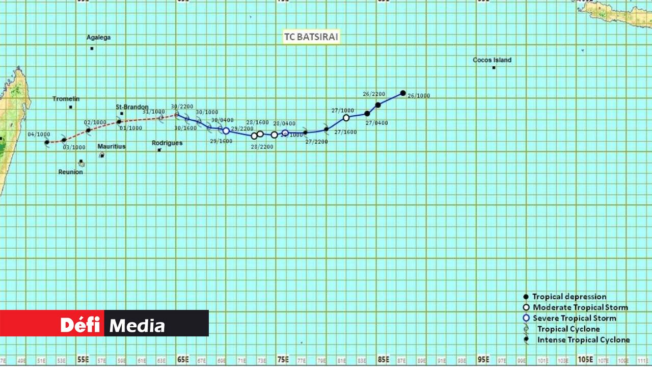 L’alerte 1 maintenue à Rodrigues : Batsirai passera à environ 340 km de l’île à la mi-journée demain