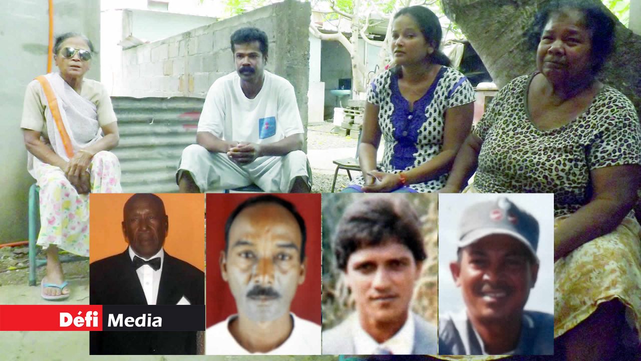 L’attente des proches des pêcheurs disparus est difficilement soutenable en l’absence de la moindre nouvelle des autorités. En médaillon (de gauche à droite) Noé Clovis Flurcy, Satyanand Cheyetun, Anand Auckhajee et Rajesh Panchoo.