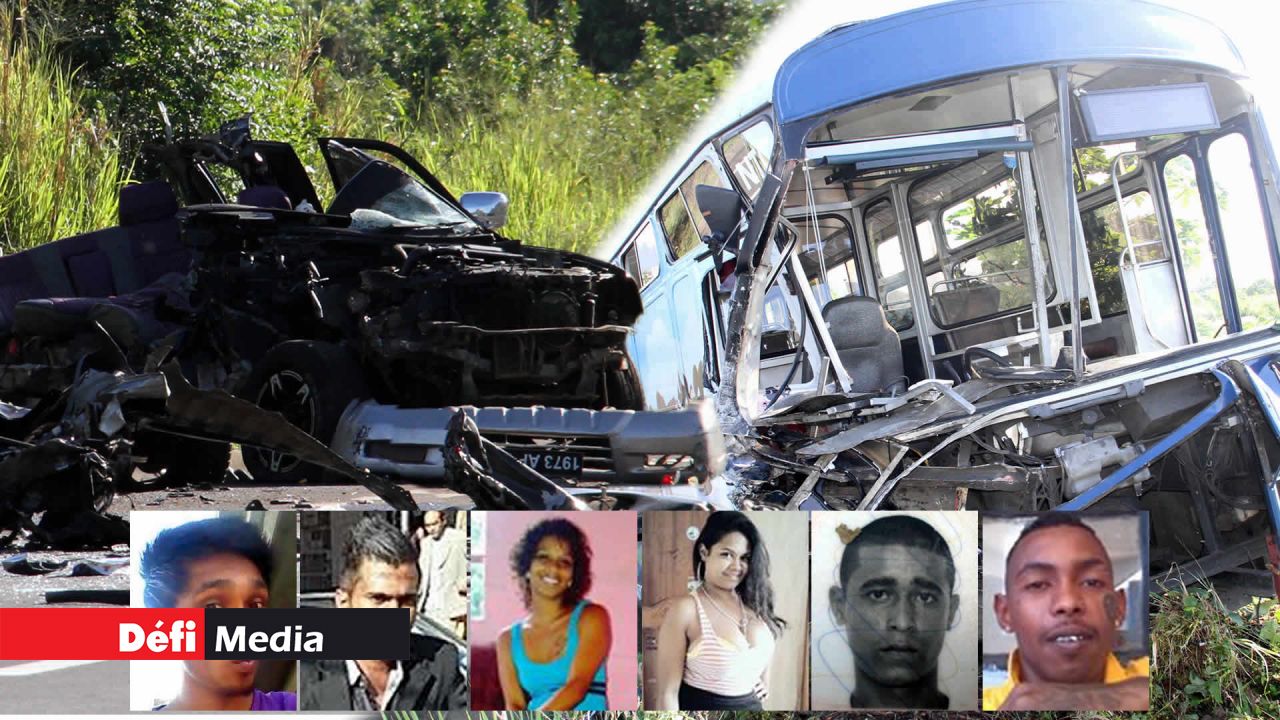 En médaillon (de gauche à droite) Nawnish Ramchurn, Purvish Ramchurn, Orrelie Charlot, Élodie Ramchurn, Andy Chowrimoothoo et Cédric Bozelle.