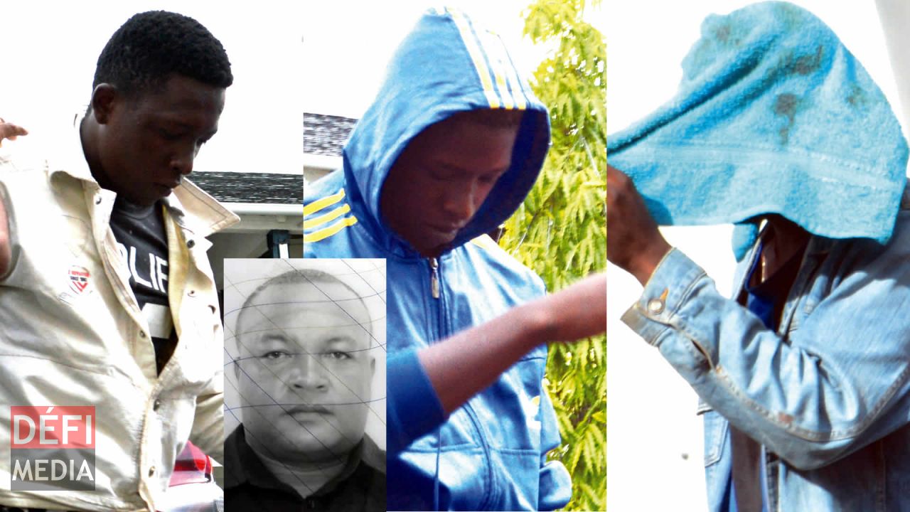 Les trois suspects arrêtés. La victime en médaillon.