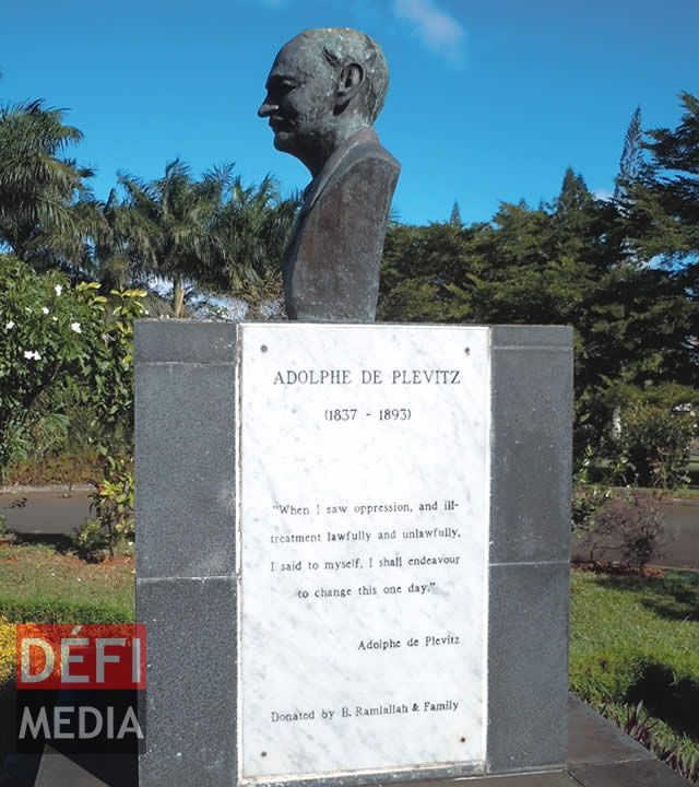Buste d’Adolphe de Plevitz dans les jardins du MGI. (Photo JMS)