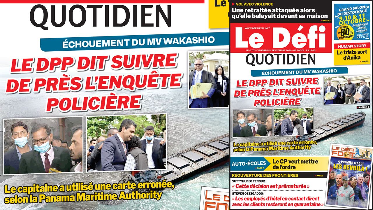 Voici La Une Du Defi Quotidien De Ce Vendredi 11 Septembre Defimedia